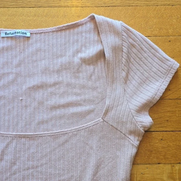 Reformation, Square Neck Ribbed Top, Dusty Pink, GUC, Women's M - Picture 5 of 12